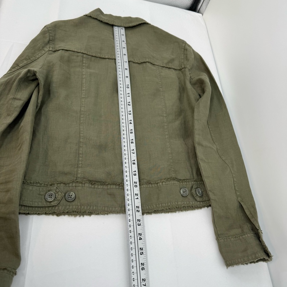 TOMMY BAHAMA Two Palms Linen Raw-Edge Jacket Sz XS Dark Fern Green - Picture 15 of 16